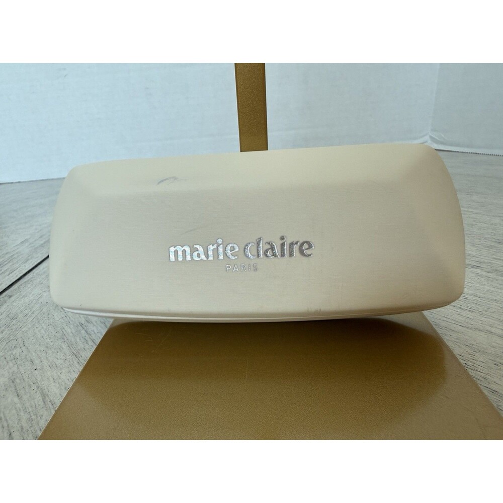 Marie Claire Glass Case Hard White Blue Suede Interior, Dust Pouch, Cloth 3Pcs